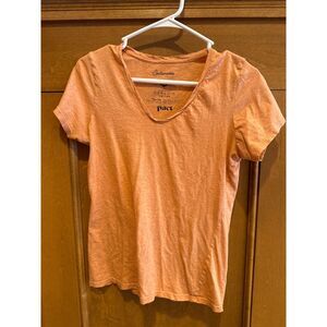 Pact Organic Cotton V-Neck T-Shirt Short Sleeve Peach Womens Small